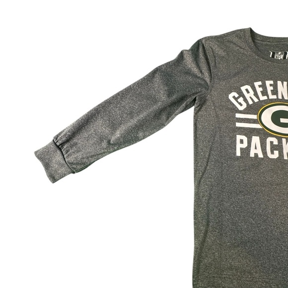 NFL Team Apparel Green Bay Packers Youth Large 14-16 Long Sleeve Shirt Gray - Picture 3 of 9